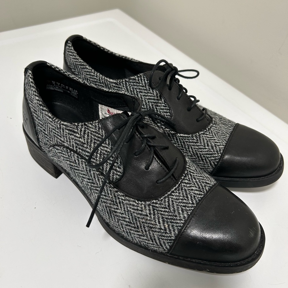 Timberland Harris Tweed Oxford Shoes Black Gray Size 10